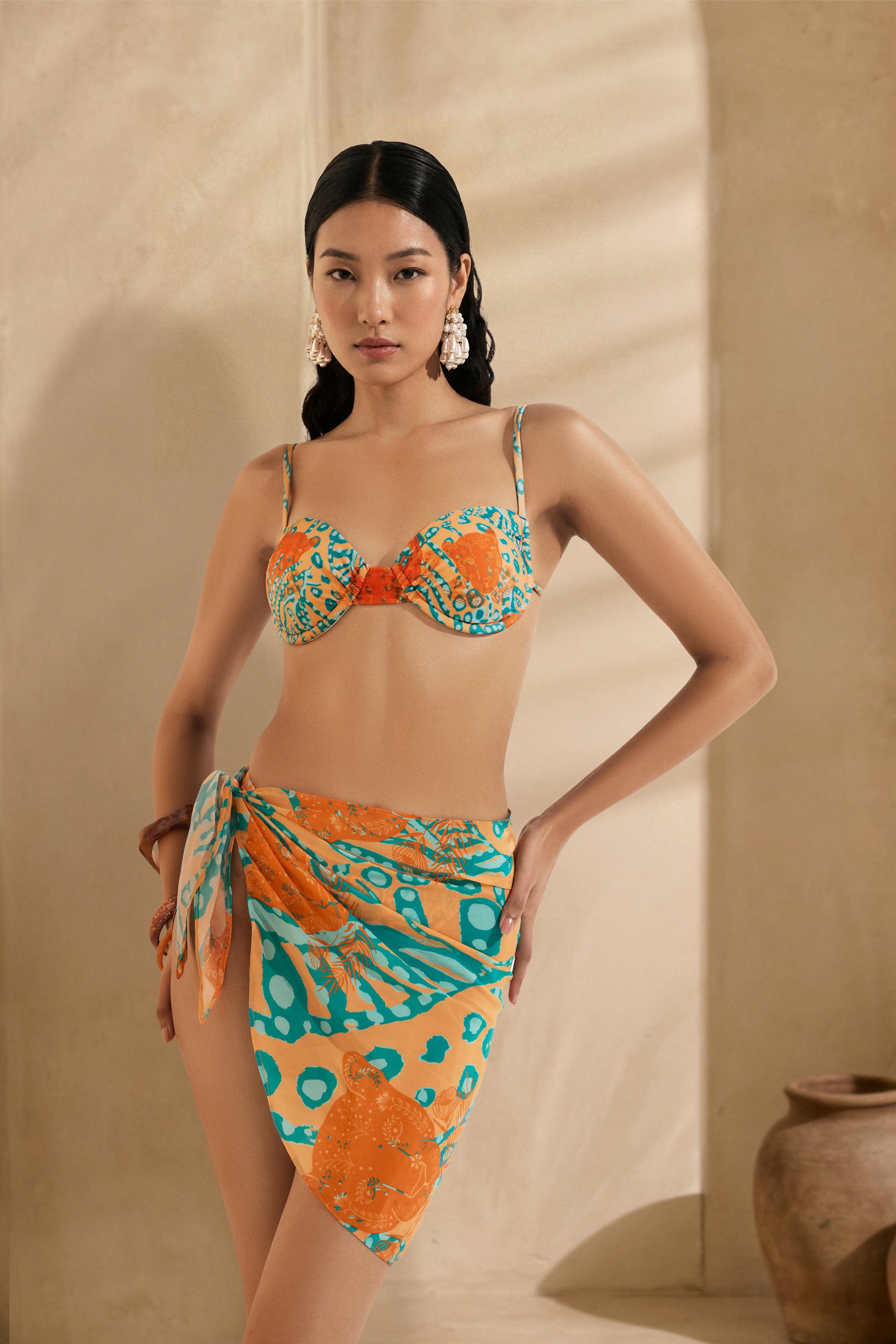 orange bikini with sarong