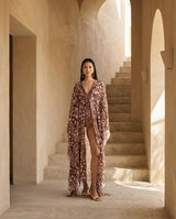 brown butterfly swimsuit with cape